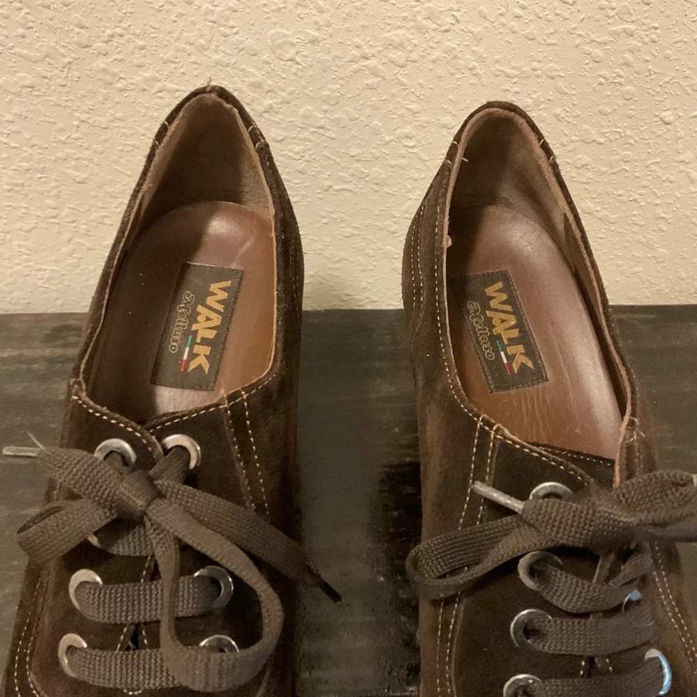 Melluso Booties, Walk Brown Suede Retro Oxford, Italian Made, Size 40 - Picture 5 of 12